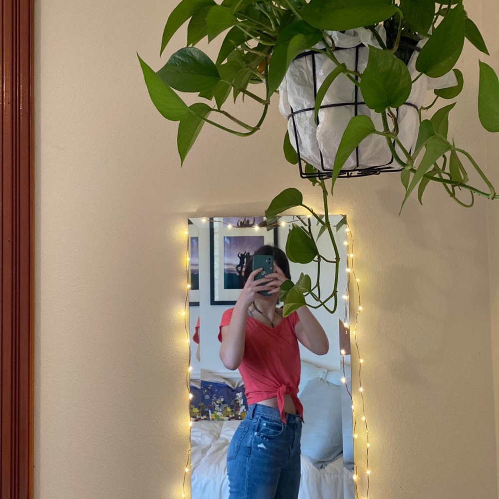 Delia’s pink cropped shirt